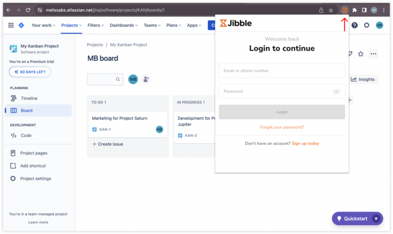 Accessing Jibble time tracking extension to chrome