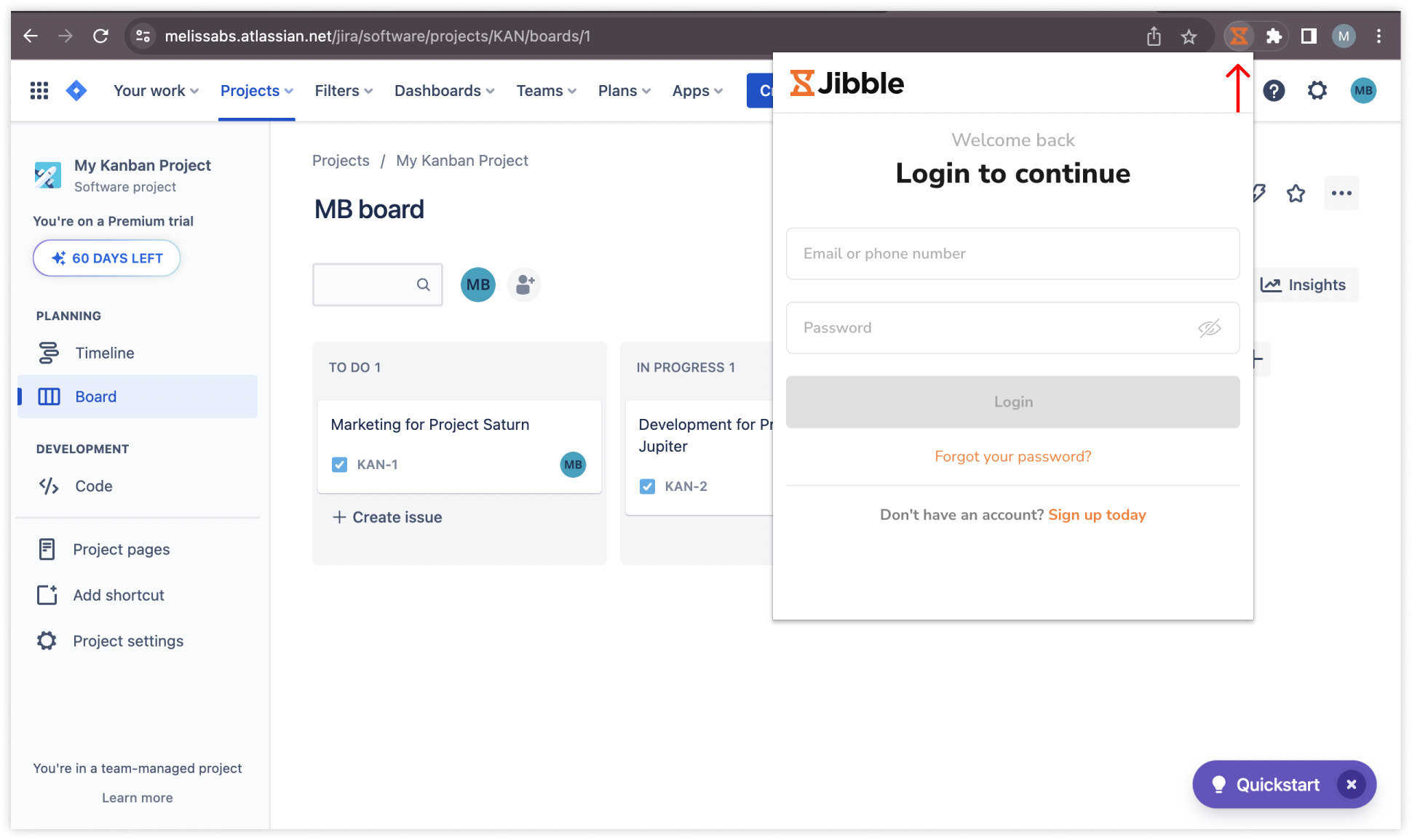 Accessing Jibble time tracking extension to chrome