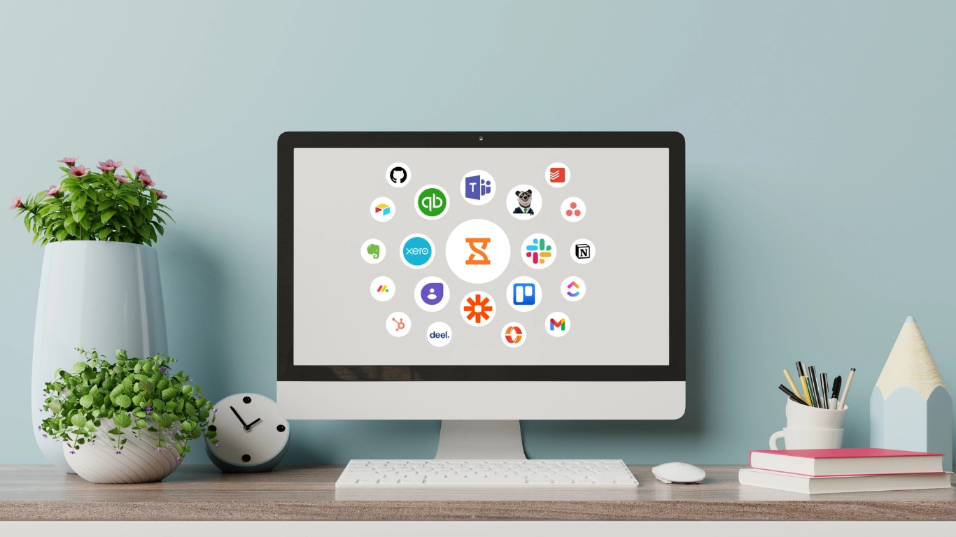 A desktop screen displaying software logos.