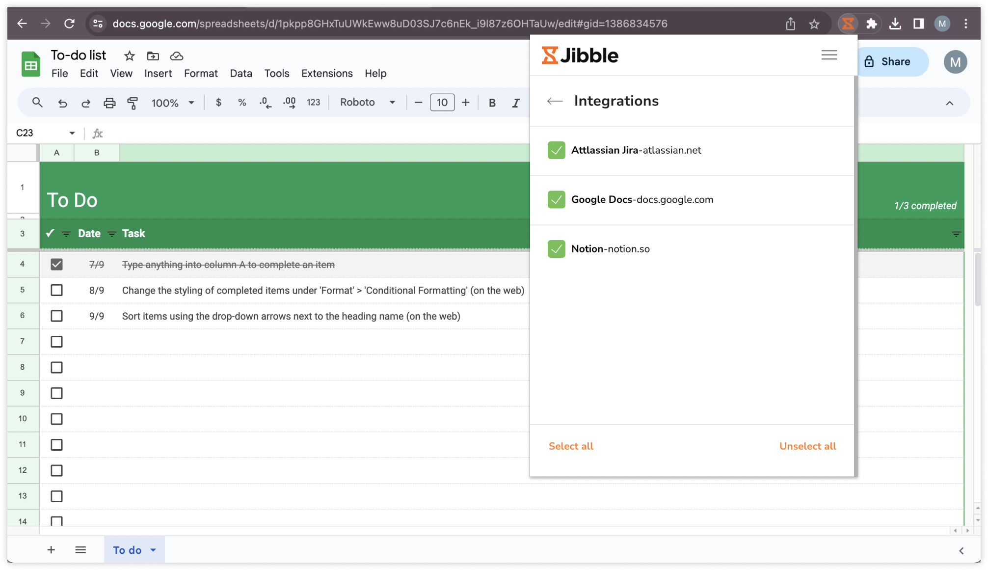 Enabling integration with Google Sheets via chrome extension
