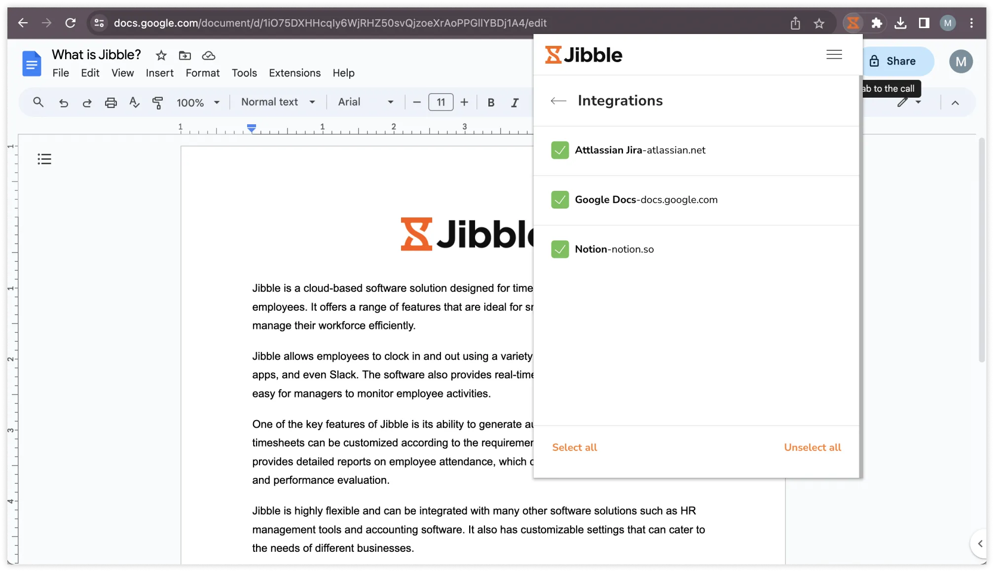 Enabling integrations on chrome extension for Google Docs