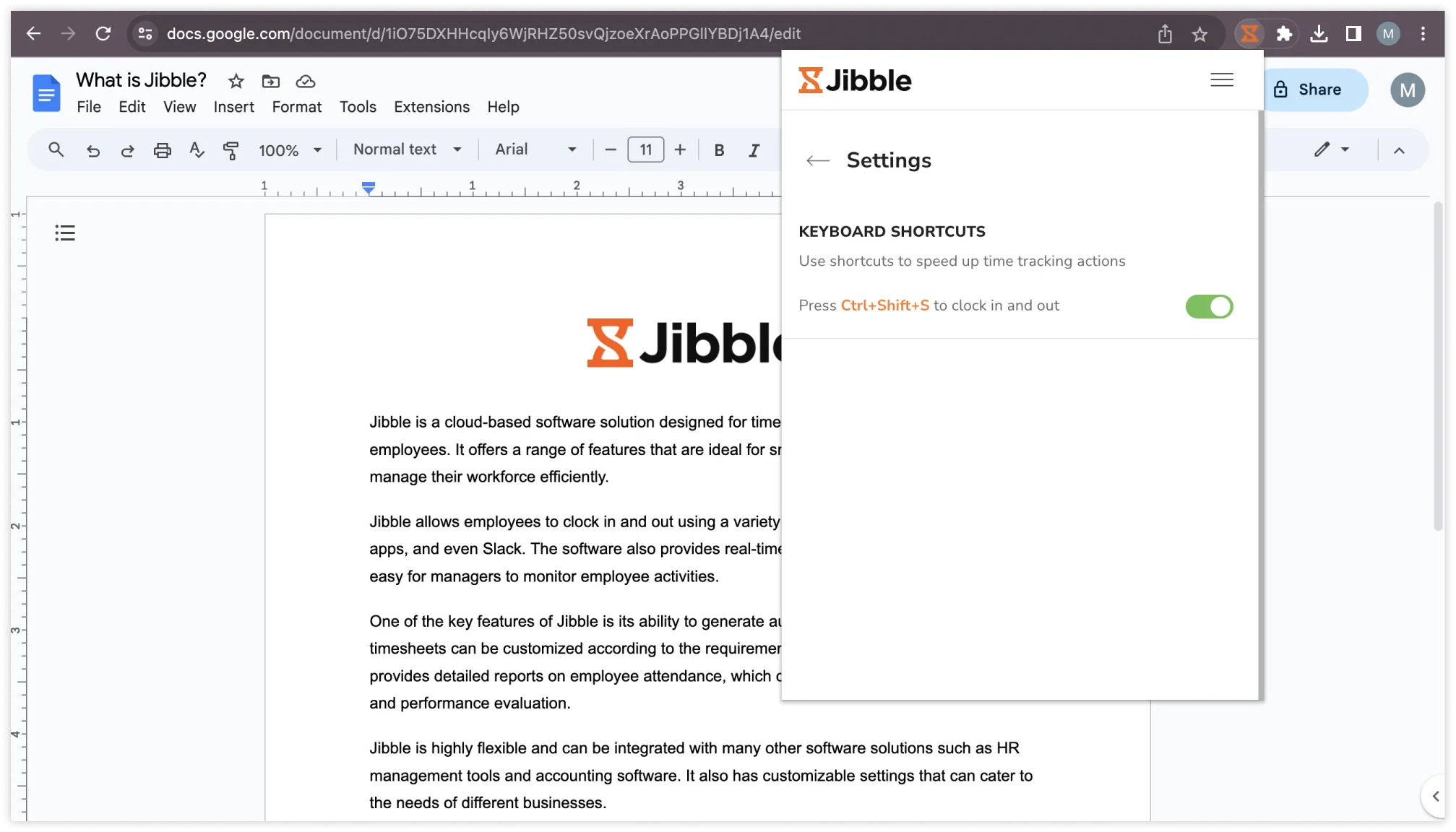 Enabling keyboard shortcuts on chrome extension Google Docs