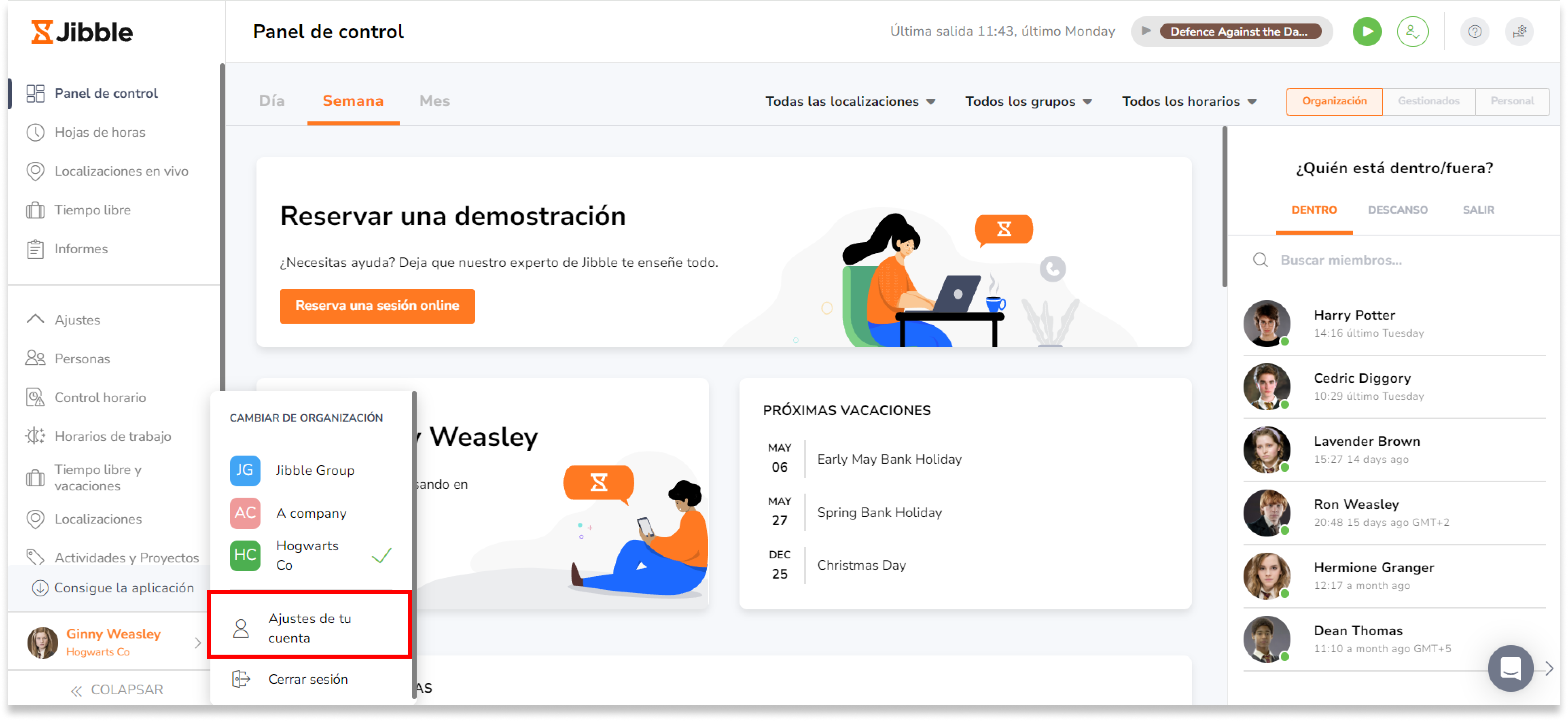 Una vez que hayas iniciado sesión en tu cuenta de Jibble, haz clic en tu foto de perfil en la esquina inferior izquierda. 