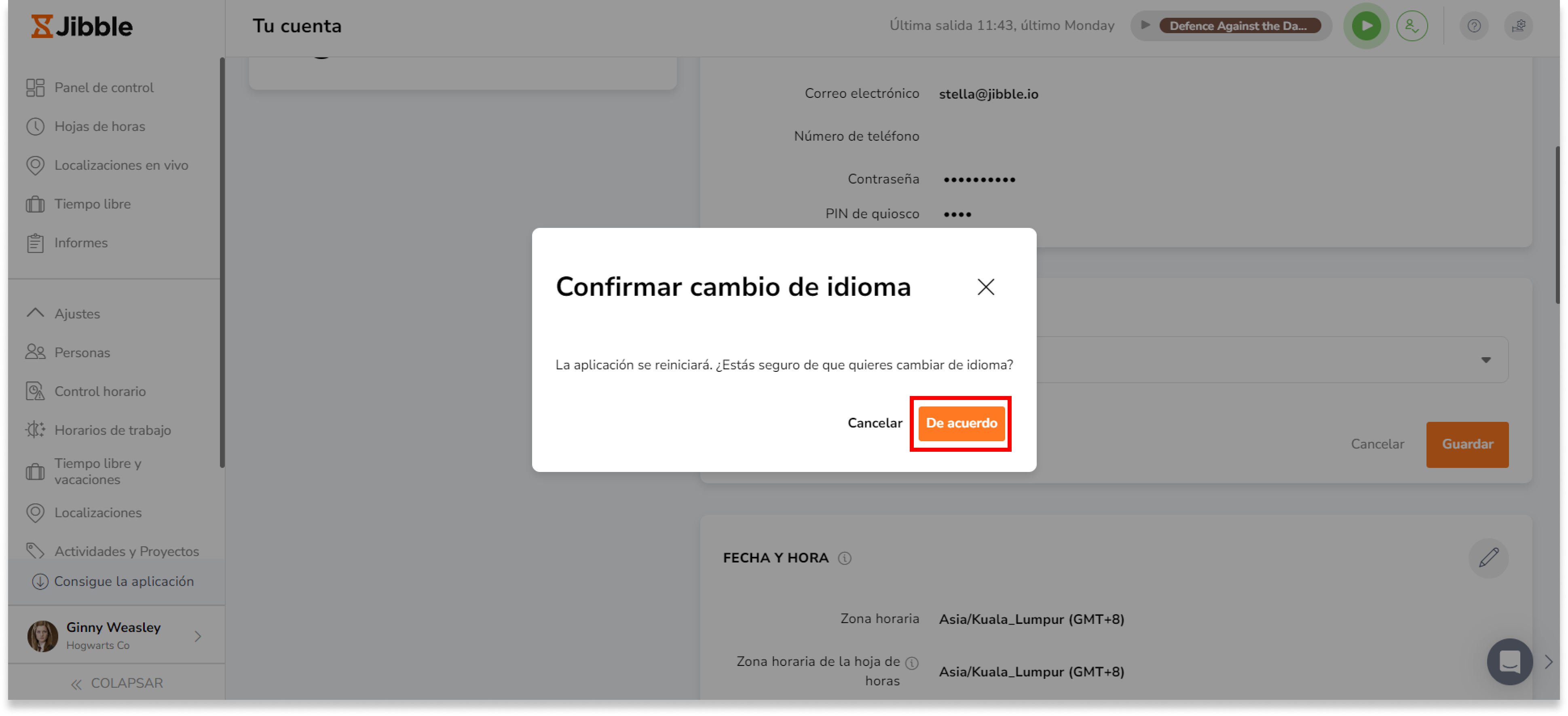 Confirma tus acciones en la ventana emergente. 