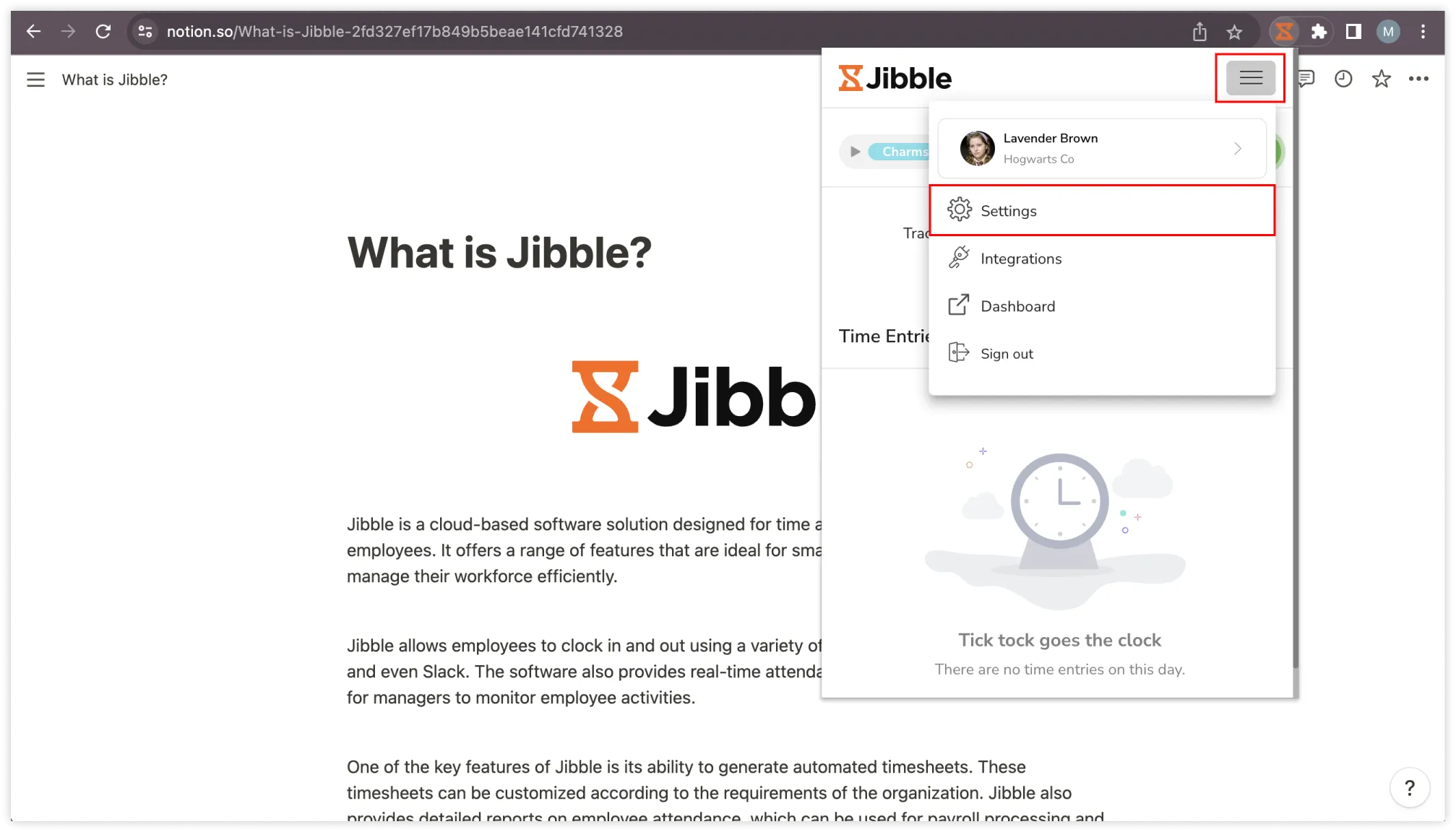 Accessing settings on chrome extension Notion
