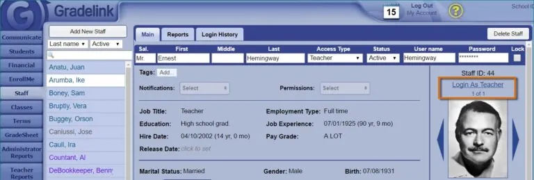gradelink Admin Login as a Teacher