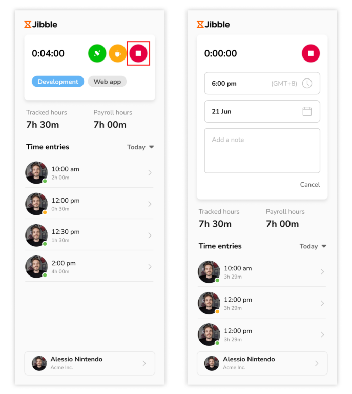 Clocking out using Jibble's desktop time tracker