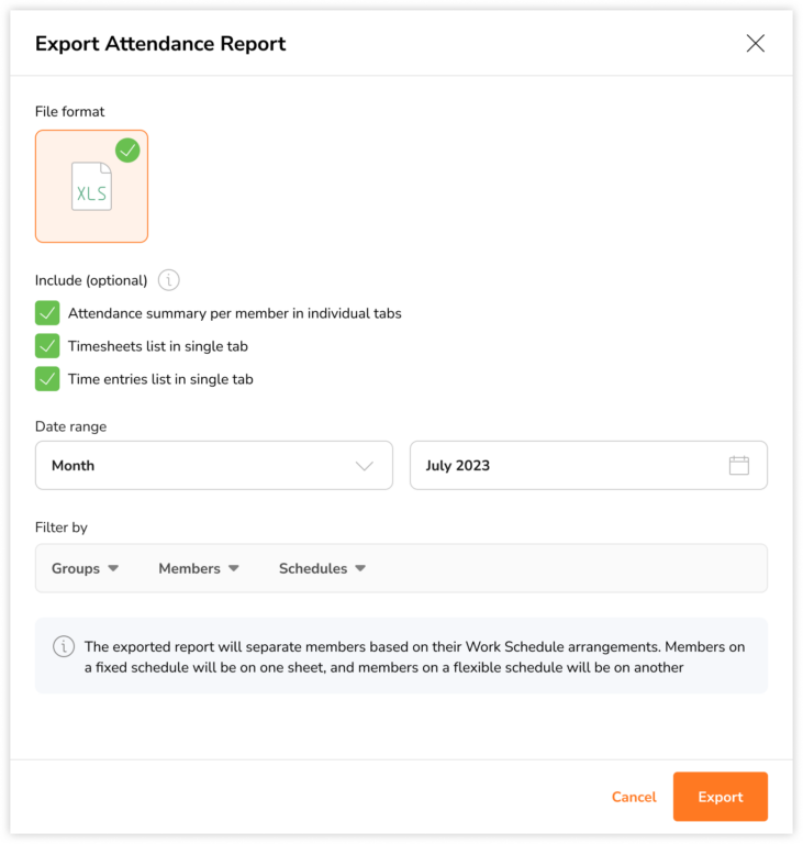 Exporting attendance insights reports on the web app
