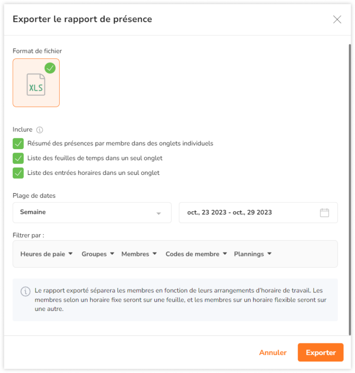 Exporting attendance insights reports on the web app