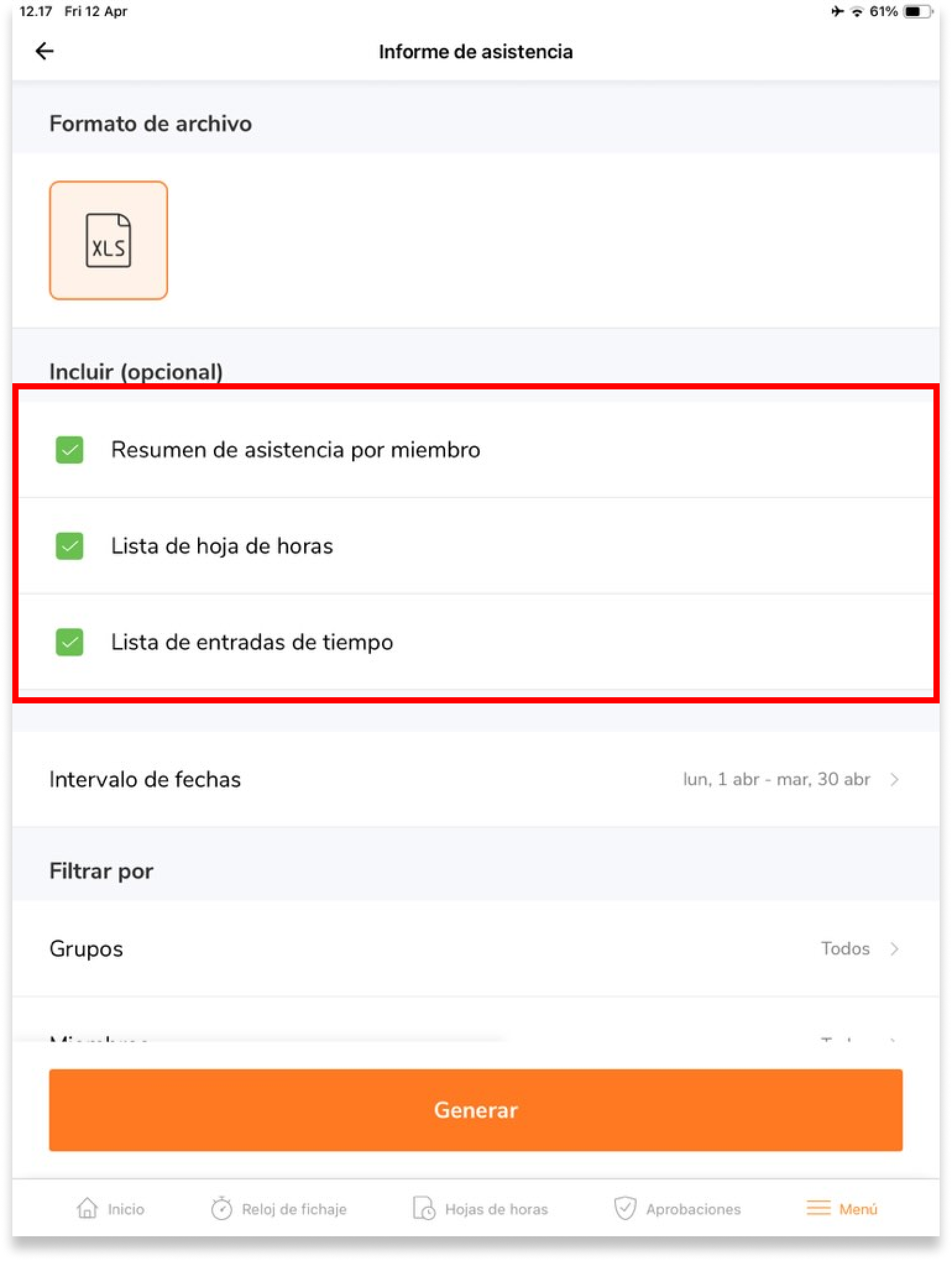 Pulsa en las casillas de verificación para exportar archivos adicionales.