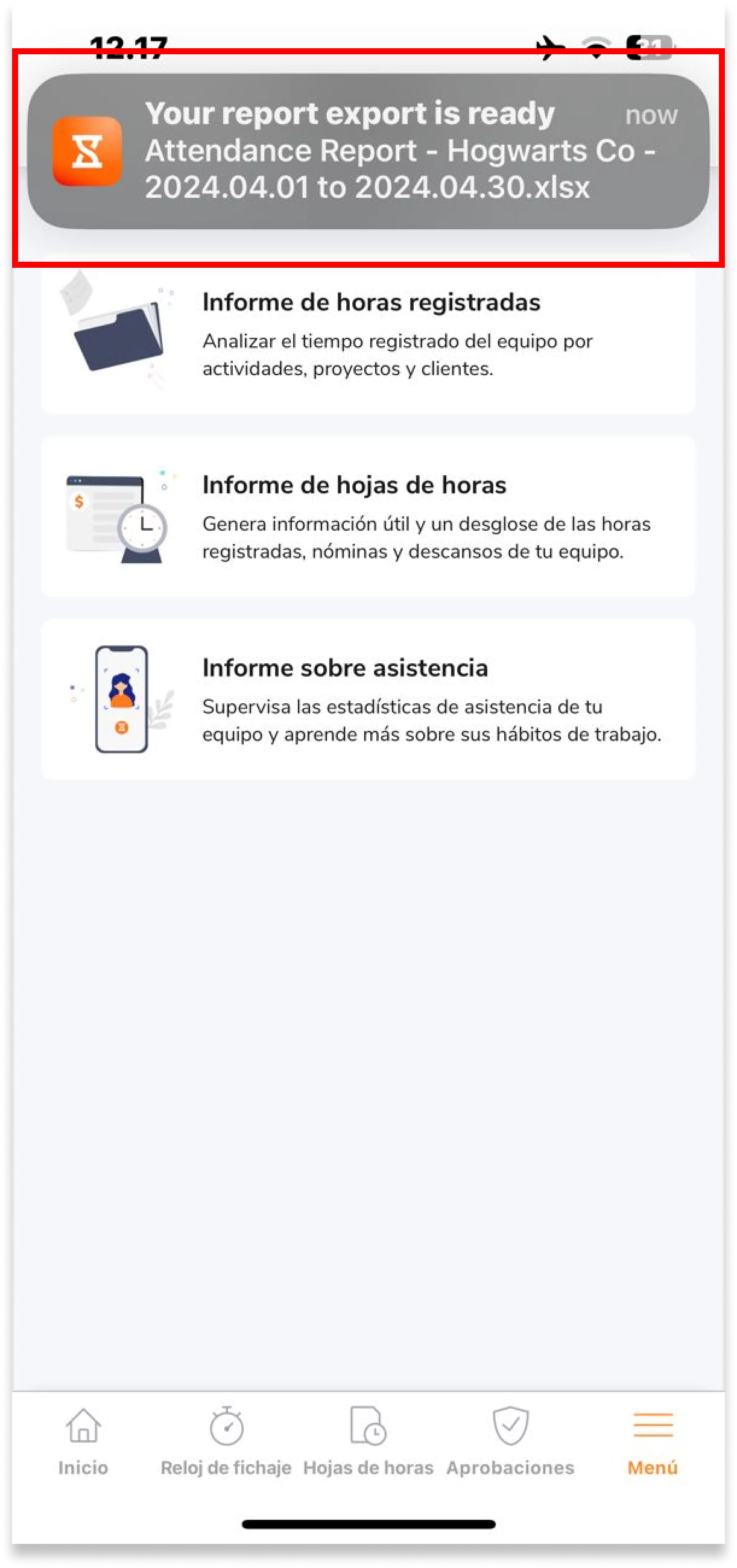 Una vez generado, recibirás una notificación push de que tu exportación está lista. 