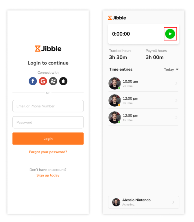 Logging in and using Jibble's desktop time tracker
