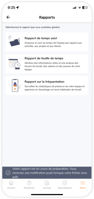 Reports being prepared on the mobile app