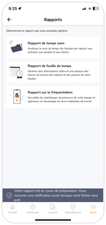 Reports being prepared on the mobile app