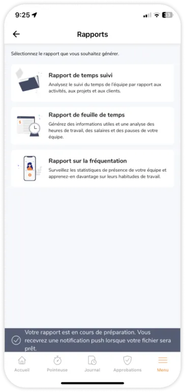 Reports being prepared on the mobile app