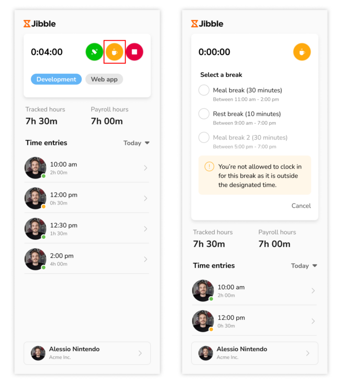 Taking breaks using Jibble's desktop time tracker