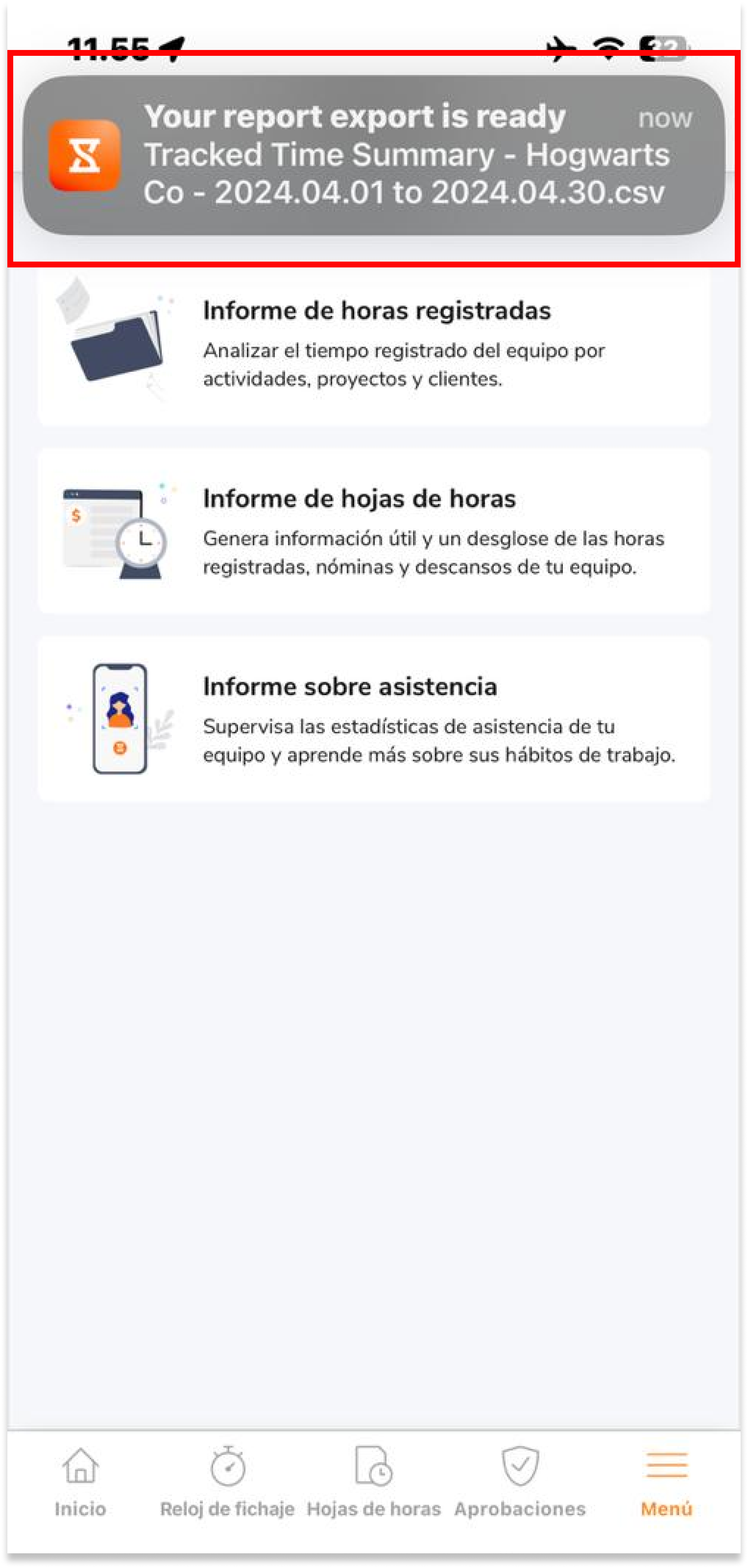Una vez generado, recibirás una notificación push de que tu exportación está lista. 