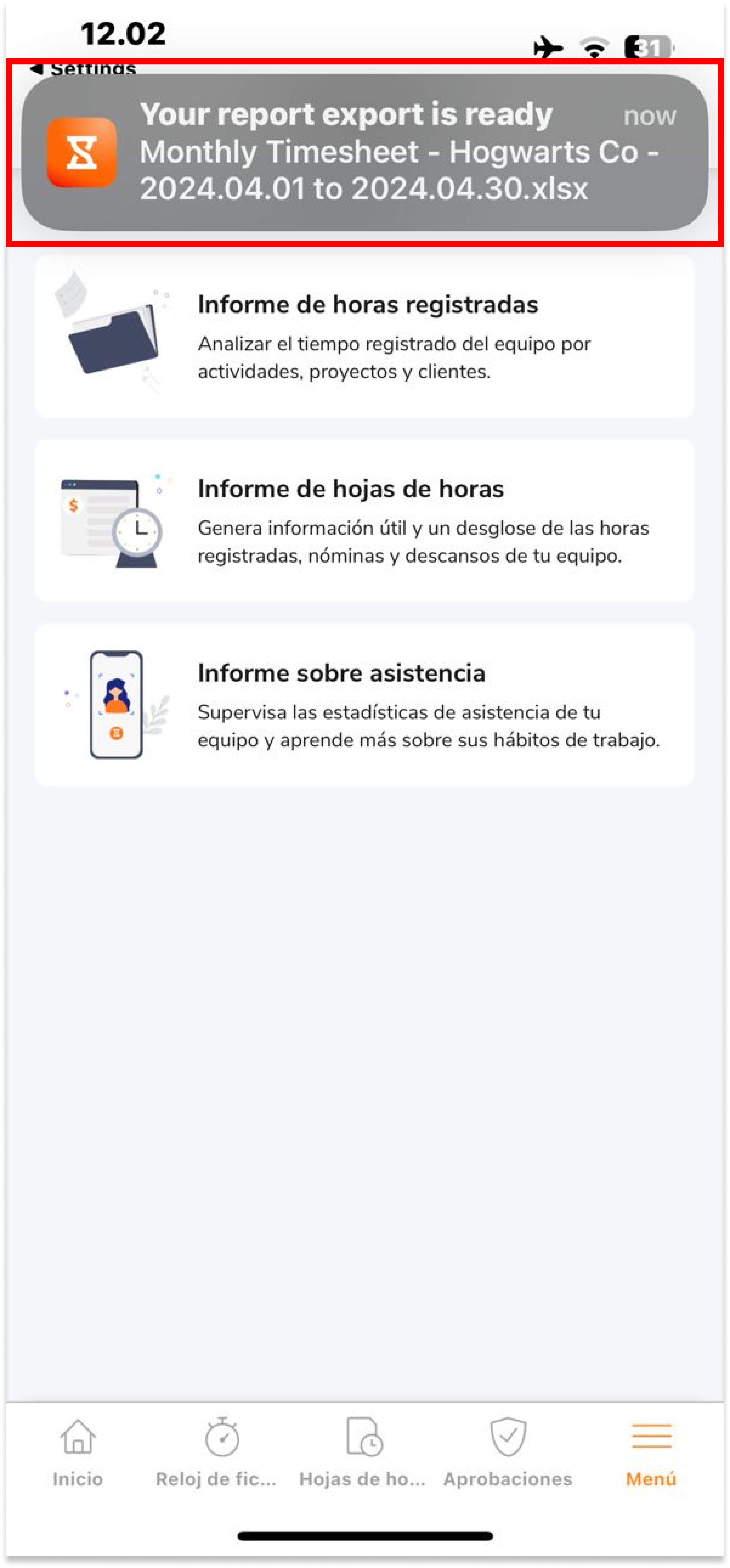 Una vez generado, recibirás una notificación push de que tu exportación está lista. 