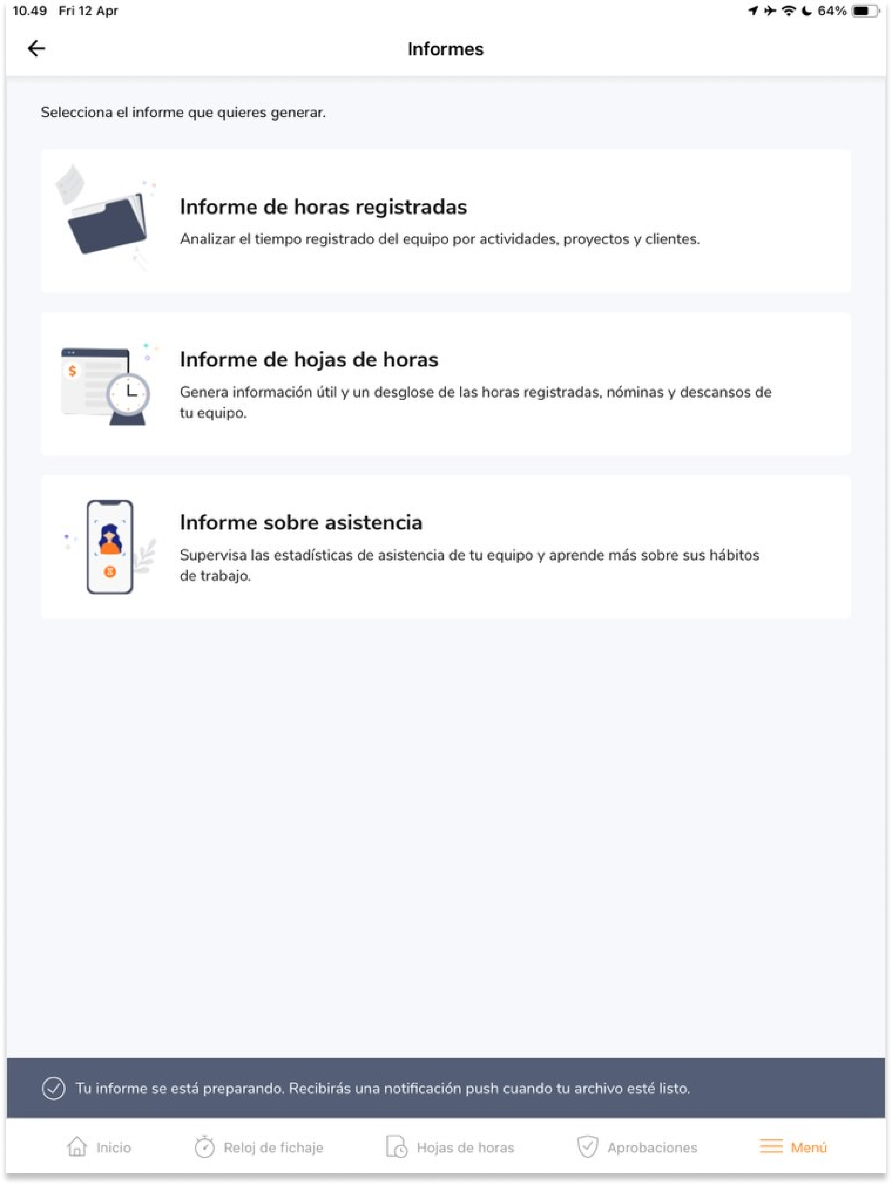 Verás un mensaje de confirmación notificándote que se está preparando la exportación.