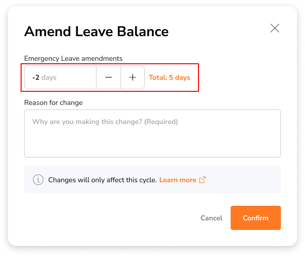Amending leave balance by adding or deducting leaves