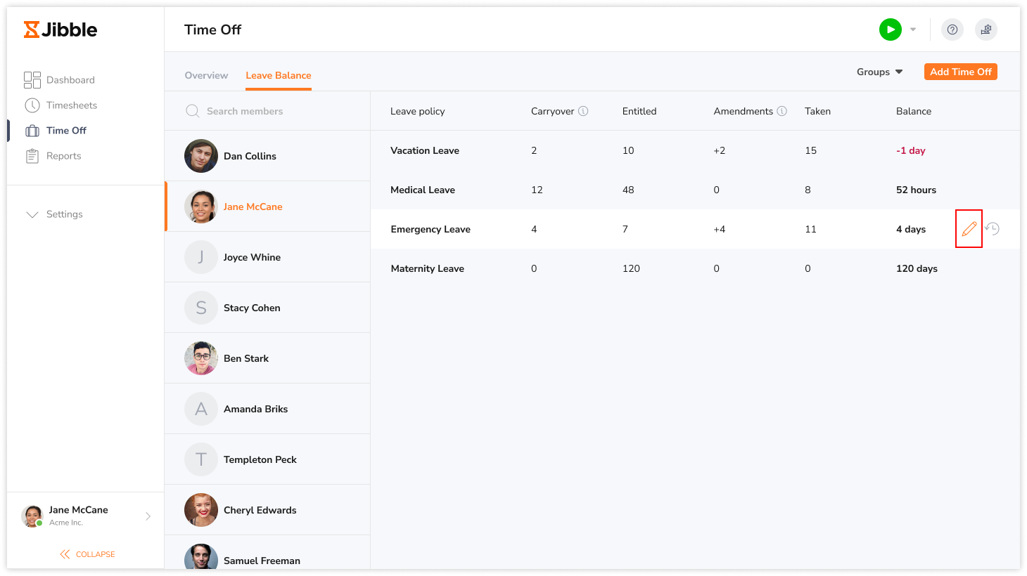 How to adjust leave balances for employees?