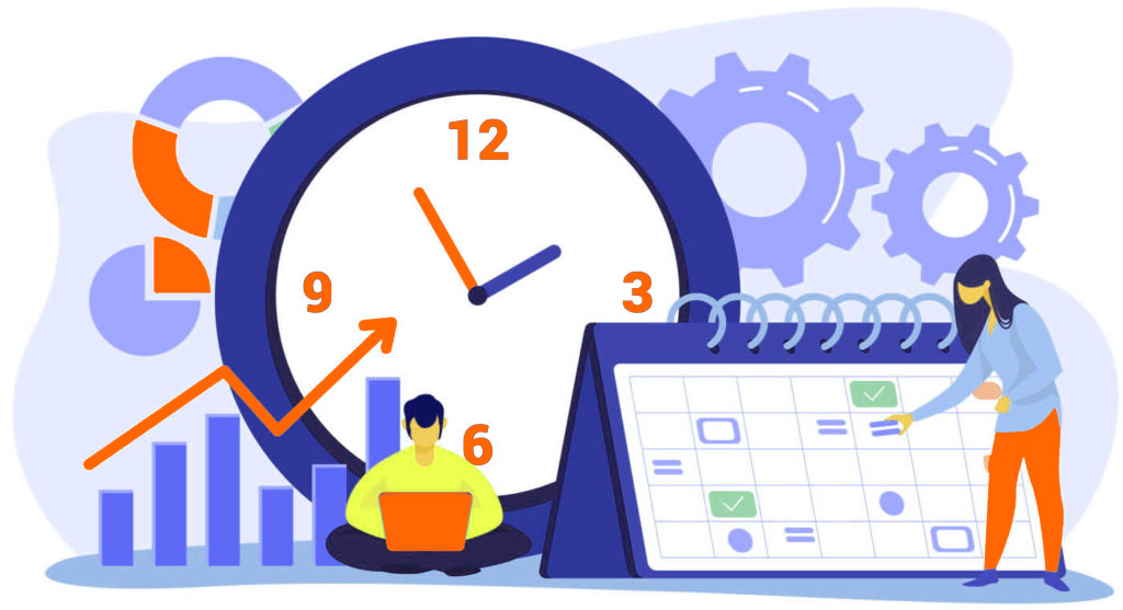 Employee time tracking illustration -blue