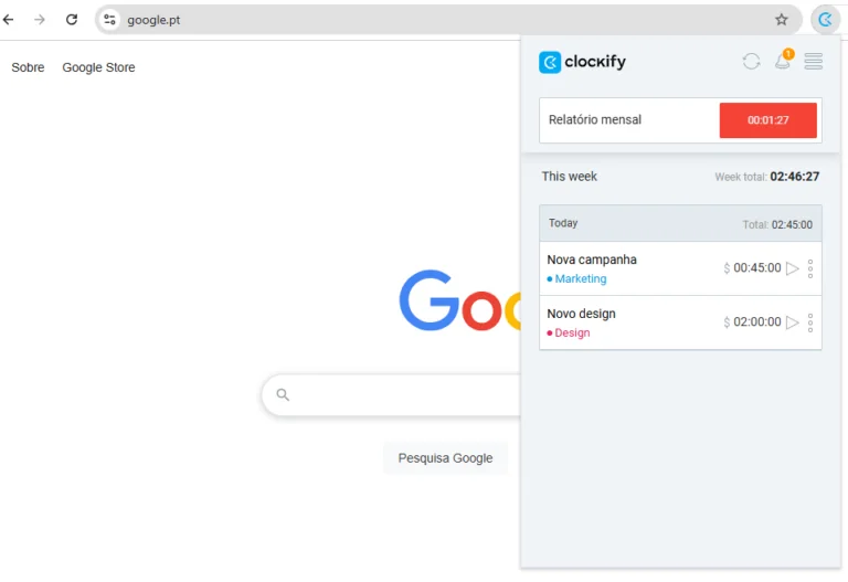 Extensão de cronômetro para o Chrome