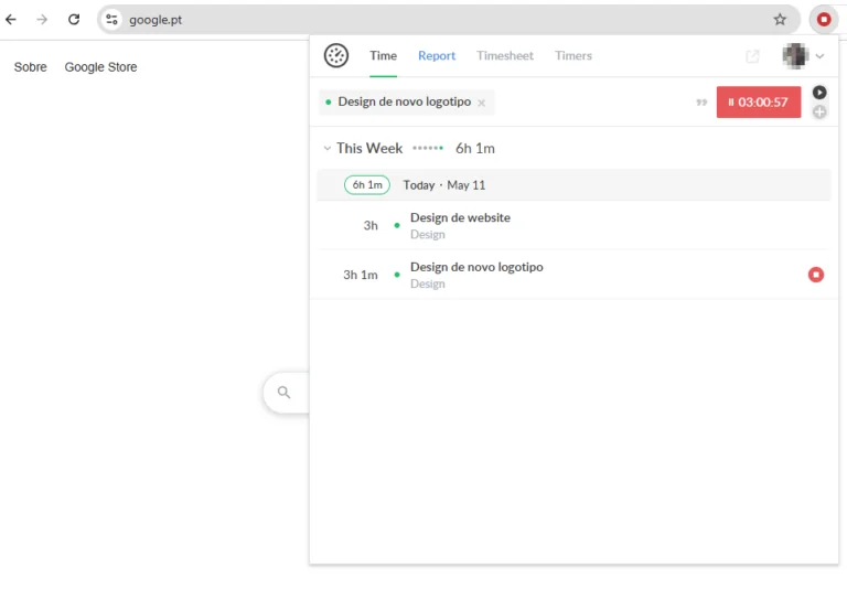 Extensão de cronômetro para o Chrome