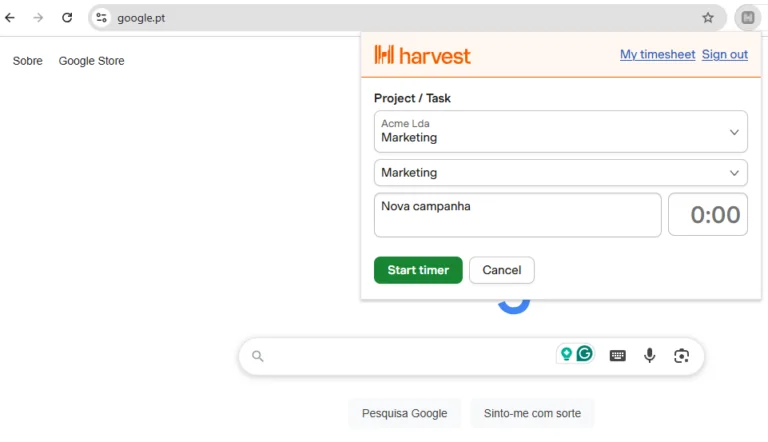 Extensão de cronômetro para o Chrome