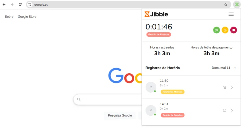 Extensão de cronômetro para o Chrome do Jibble
