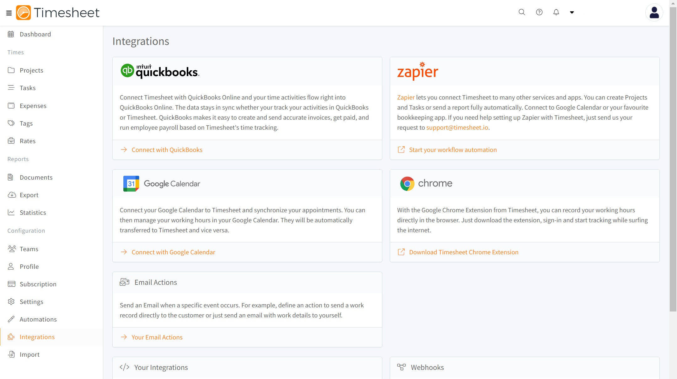 Timesheet.io integrations