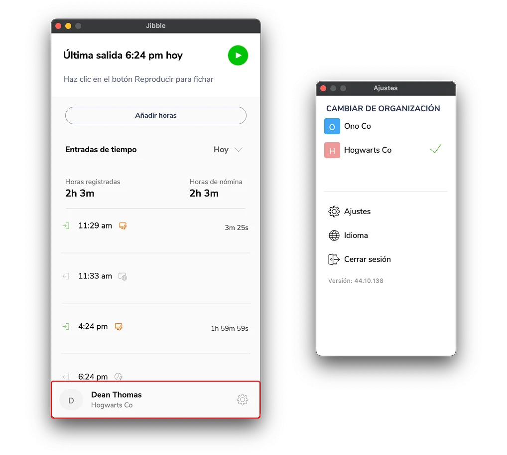 Accessing settings on the desktop app