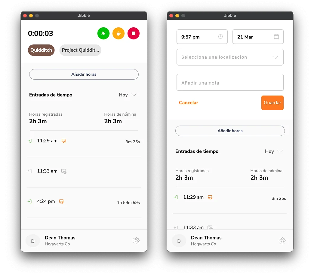 Clocking out on desktop app