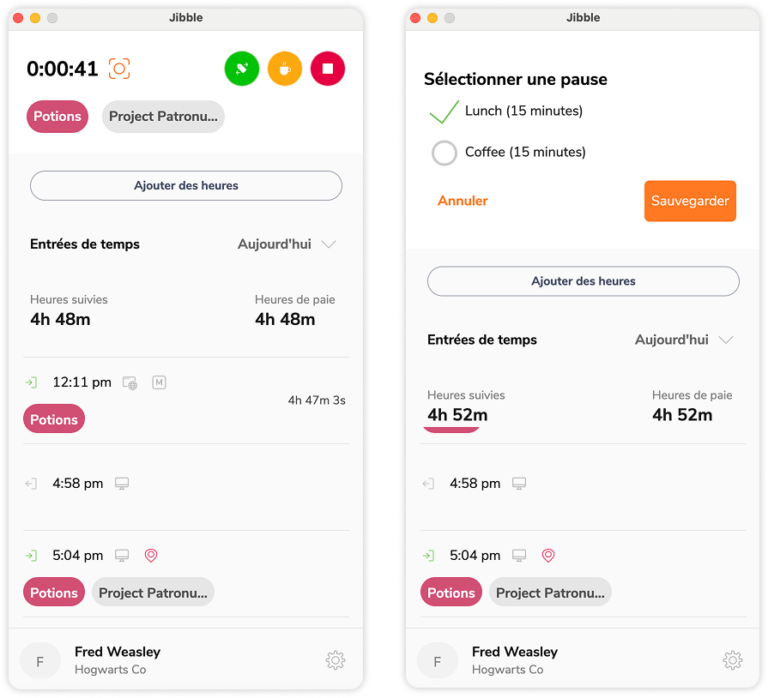 Prendre une pause sur l'application de bureau