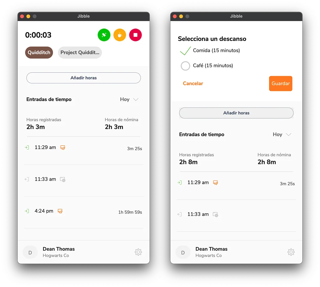 Starting a break on desktop app