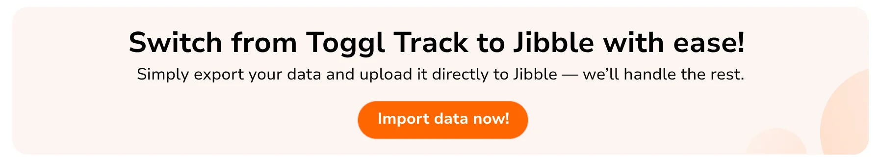 Import data from Toggl Track to Jibble