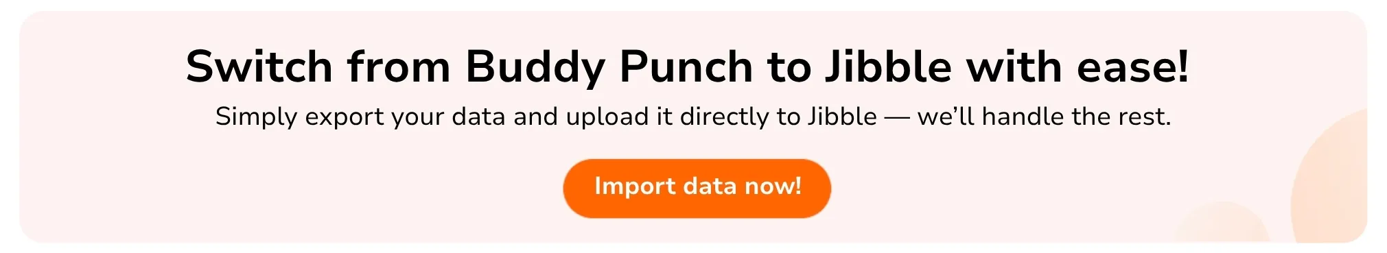 Import time tracking banner from Buddy Punch to Jibble