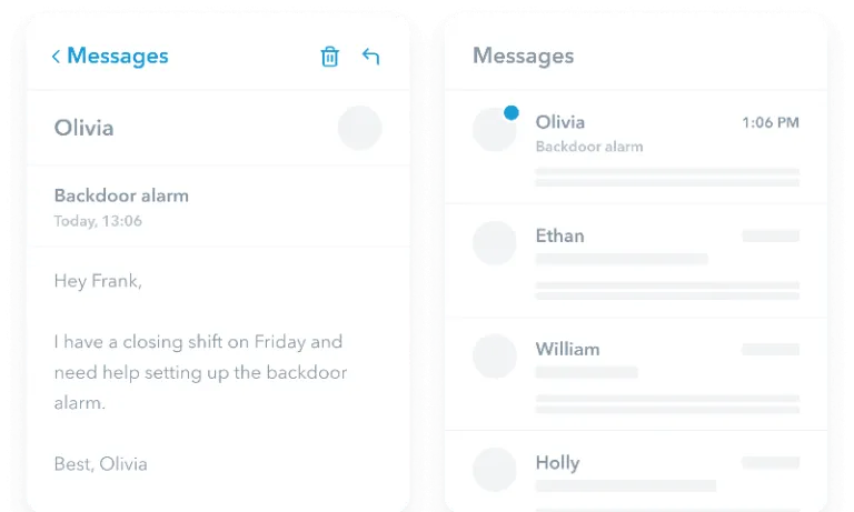 Screenshot of Planday communication on mobile