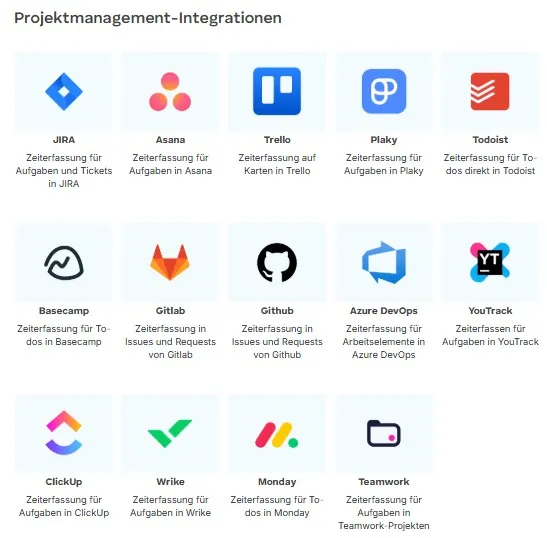 Projektmanagement-Integration von Clockify