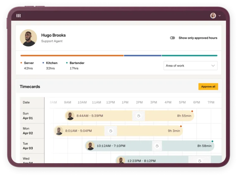 Screenshot of Rippling features for time and attendance
