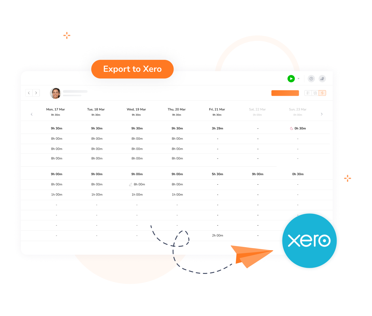 Illustration for sending timesheet data from Jibble to Xero