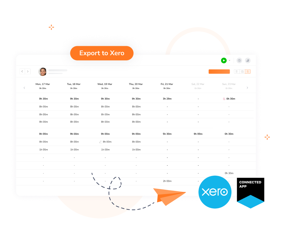 Illustration for sending timesheet data from Jibble to Xero