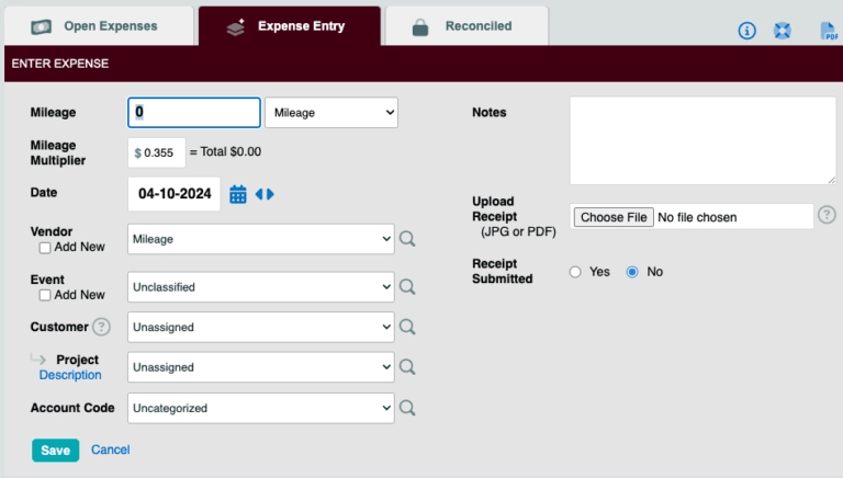 expense and mileage timesheet.com