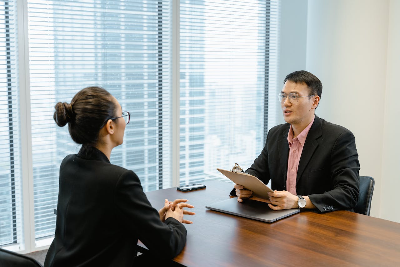 A one-on-one job interview for a job position. Photo by MART PRODUCTION