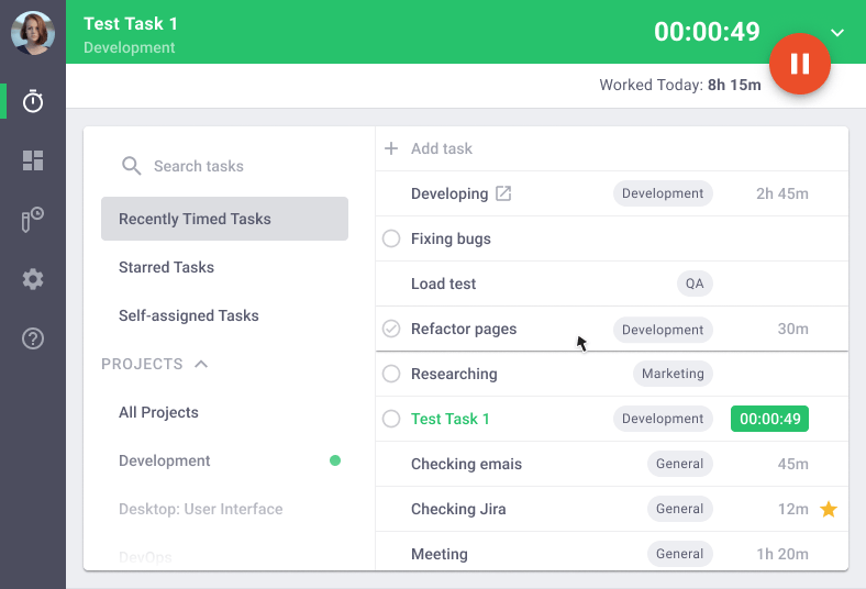 time tracking dashboard in time doctor