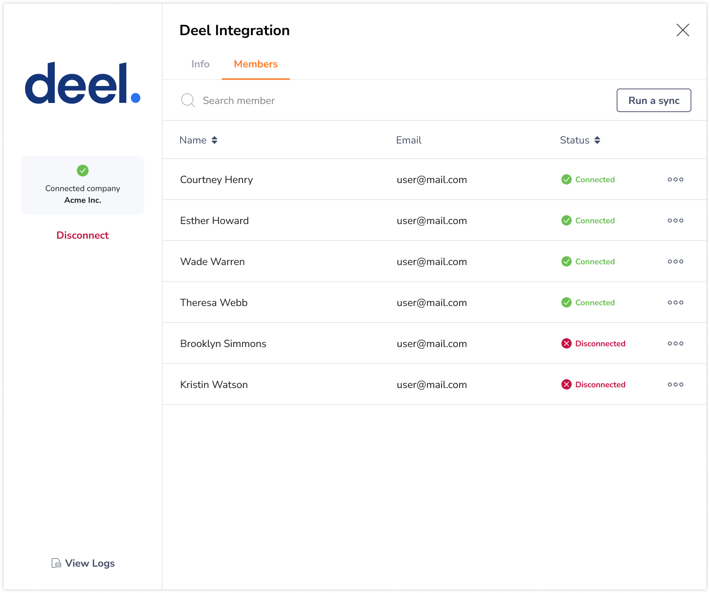Deel members integration detail