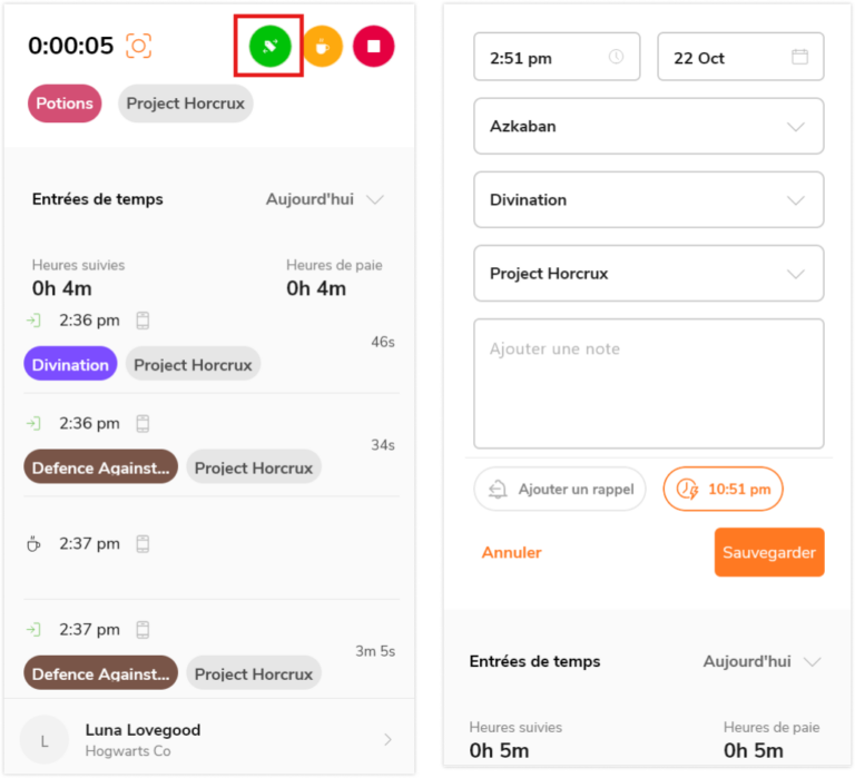Application de bureau - changer le bouton d'activité et changer la page d'activité