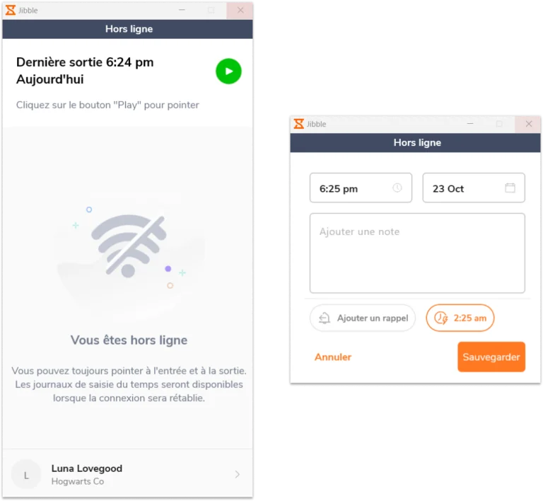 Clocking in via desktop app on offline mode