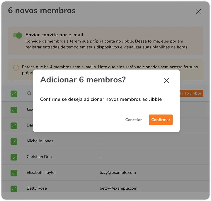 Sincronizar membros entre o QuickBooks Online e o Jibble