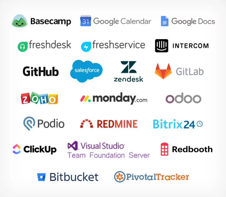Graphic composed of logos of Time Doctor integrations